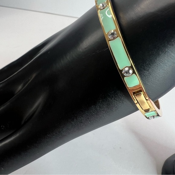 Kate Spade Gold Tone and Turquoise enamel with Crystal Accents  Bangle Bracelet - Picture 2 of 7